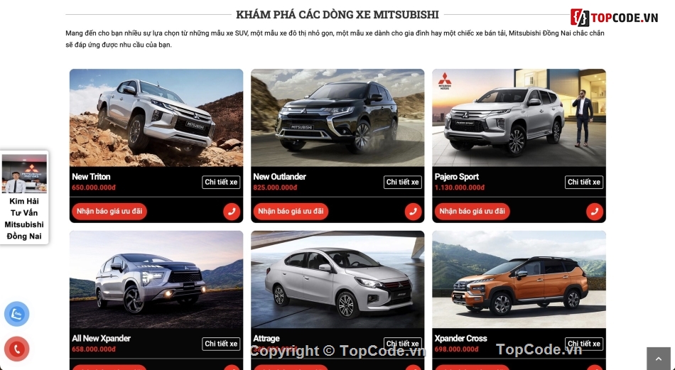 website ô tô mitsubishi,website bán hàng,website ô tô,code web oto mitsubishi